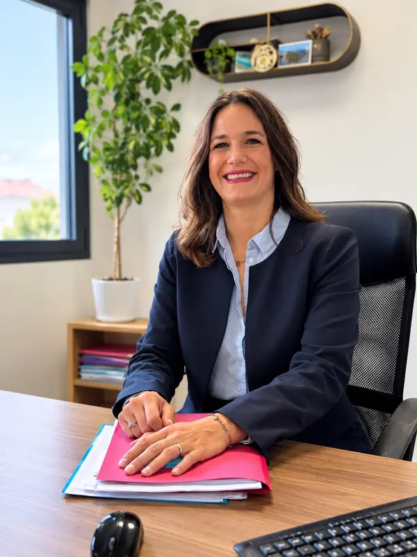 Conseil aux familles à Valence Me Charlotte Besson à son bureau, prête à conseiller les familles avant toute décision